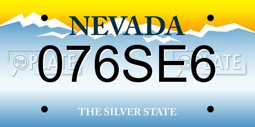 076SE6 Nevada License Plate