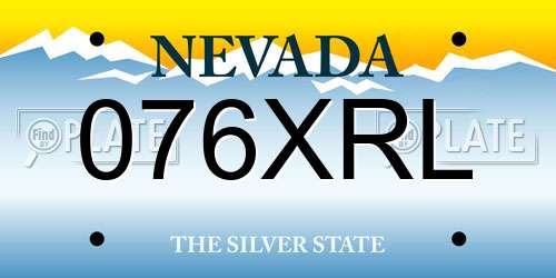 076XRL Nevada License Plate