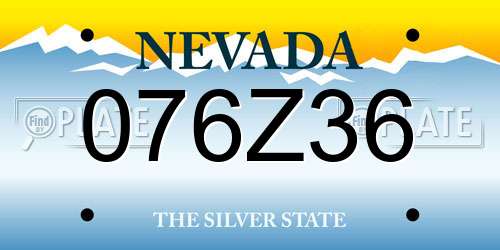 076Z36 Nevada License Plate