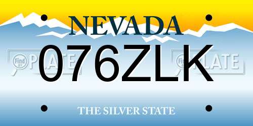 076ZLK Nevada License Plate