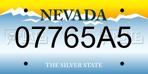07765A5 Nevada License Plate