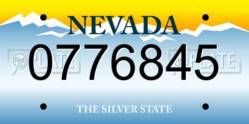 0776845 Nevada License Plate