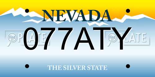 077ATY Nevada License Plate