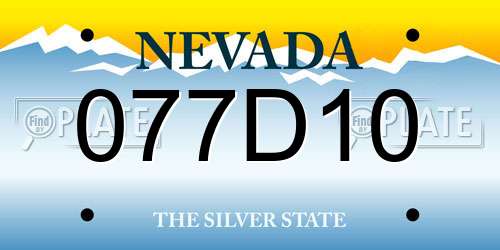 077D10 Nevada License Plate