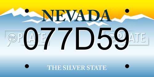 077D59 Nevada License Plate
