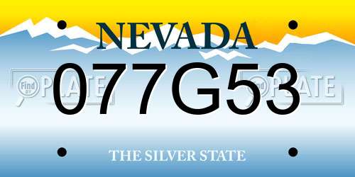 077G53 Nevada License Plate