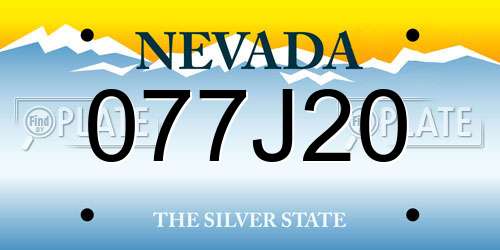 077J20 Nevada License Plate
