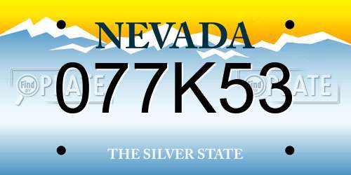 077K53 Nevada License Plate