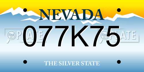 077K75 Nevada License Plate