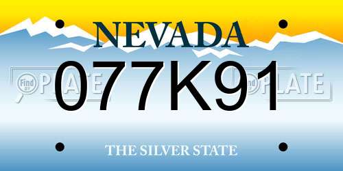 077K91 Nevada License Plate