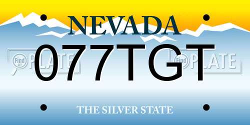 077TGT Nevada License Plate