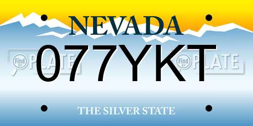 077YKT Nevada License Plate