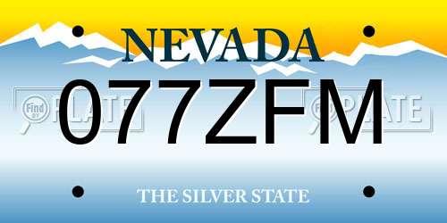 077ZFM Nevada License Plate