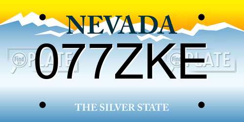 077ZKE Nevada License Plate