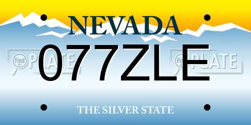 077ZLE Nevada License Plate