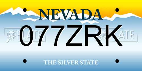077ZRK Nevada License Plate