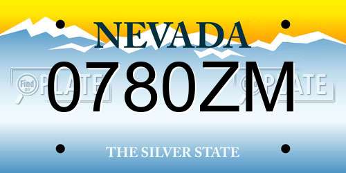 0780ZM Nevada License Plate