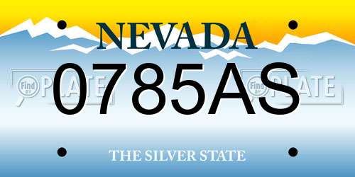 0785AS Nevada License Plate