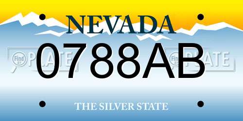 0788AB Nevada License Plate