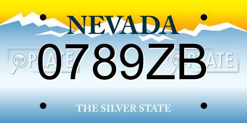 0789ZB Nevada License Plate