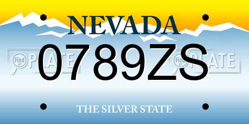 0789ZS Nevada License Plate
