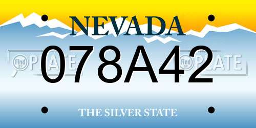 078A42 Nevada License Plate