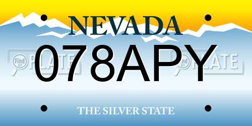 078APY Nevada License Plate