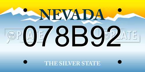 078B92 Nevada License Plate