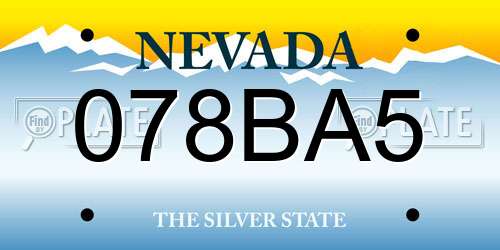 078BA5 Nevada License Plate
