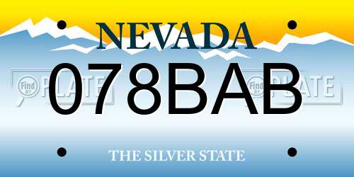 078BAB Nevada License Plate