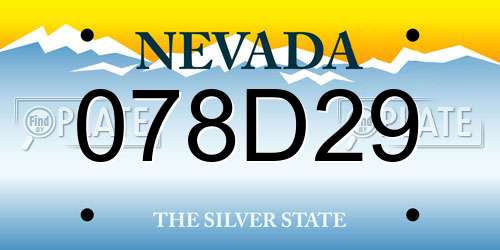 078D29 Nevada License Plate