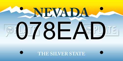 078EAD Nevada License Plate