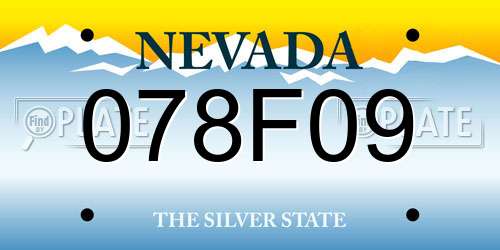 078F09 Nevada License Plate