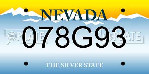 078G93 Nevada License Plate
