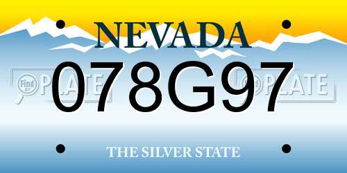 078G97 Nevada License Plate