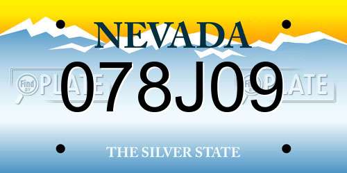 078J09 Nevada License Plate