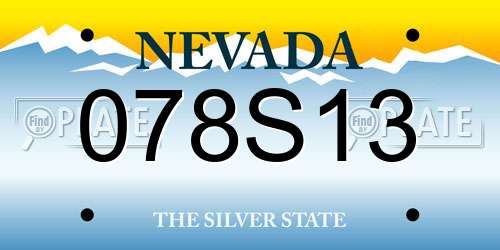 078S13 Nevada License Plate
