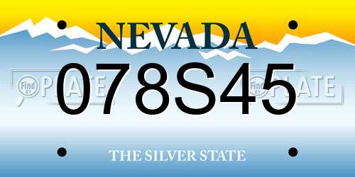078S45 Nevada License Plate