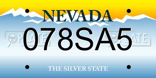 078SA5 Nevada License Plate