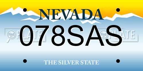 078SAS Nevada License Plate