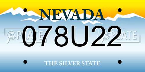 078U22 Nevada License Plate