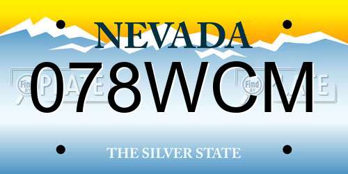 078WCM Nevada License Plate