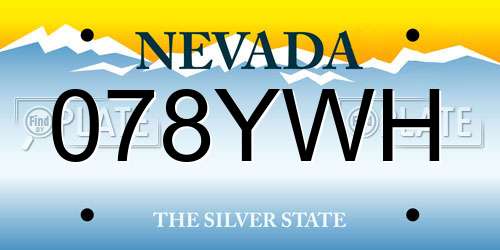 078YWH Nevada License Plate