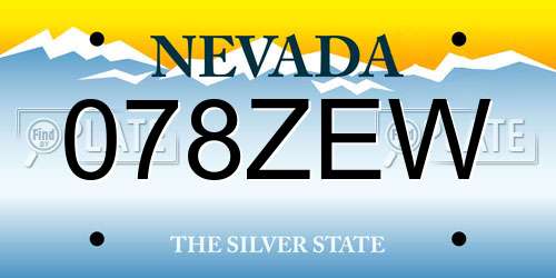 078ZEW Nevada License Plate