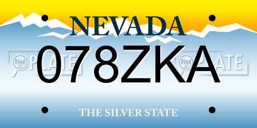 078ZKA Nevada License Plate