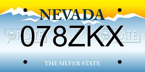 078ZKX Nevada License Plate