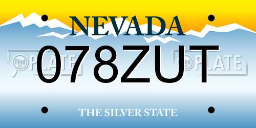 078ZUT Nevada License Plate