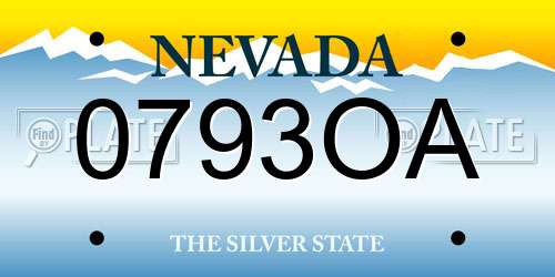 0793OA Nevada License Plate
