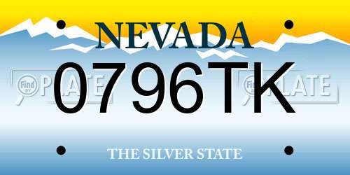 0796TK Nevada License Plate