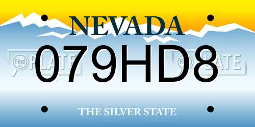 079HD8 Nevada License Plate